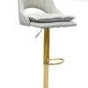 Sulsha Low Back Metal Frame Swivel Adjustable Height Bar Stool with Velvet Seat, Chrome Black Base,for Kitchen，Breakfast Bar Chairs White/Gold