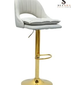 Sulsha Low Back Metal Frame Swivel Adjustable Height Bar Stool with Velvet Seat, Chrome Black Base,for Kitchen，Breakfast Bar Chairs White/Gold