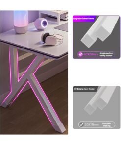Alternative view of OHAHO Gaming Desk, 120 * 60CM Computer Desk Home Office Desk Extra Large Modern Ergonomic Black PC Table Gamer Workstation (NEW White, 120x60x75cm)