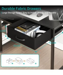 SHEIDLIN Computer Desk with With 2 Drawers，39.37"Home Office Desk with Monitor Stands and 2 storage shelves， Writing Gaming Table Home Office Desk ，Ergonomic Black - Image 3
