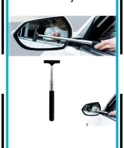 Sisily Retractable Car Rearview Mirror Wiper and Telescopic Glass Squeegee, Portable Auto Water Cleaner Tool