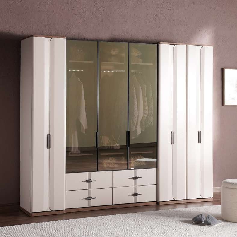 Pan Home BESSIE 6 DOOR WARDROBE - WHITE