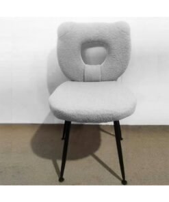 NKX Modern Plush Fabric Chair with Curved Backrest and Metal Legs
