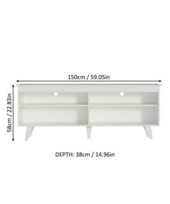 Alternative view of Madesa TV Stand with 2 Shelves and Cable Management, for TVs up to 65 Inches, Wood, 136 W x 50 H x 36 D Cm – White