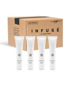 1-Shoppe All-in-Kit Infuse Pure White Tea And Coconut Bulk Hotel Body Wash For Hotels | 1Oz Travel Size Body Wash | Case Of 20