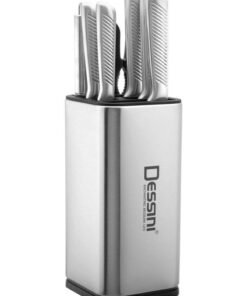 DESSINI 8-Pieces Stainless Steel Kitchen Knife Set Includes 5x knifes 1x Sharpener 1x Scissors 1x Acrylic block holder
