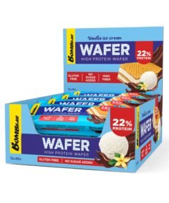 BOMBBAR High Protein Wafer with Vanilla Ice Cream Flavor, Gluten Free, High Fiber and No Sugar Added 12x45g