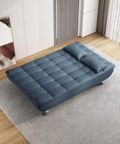 Alternative view of Harmony Home Premium Leather Sofa  Bed – Convertible Sleeper Couch with 2 Plush Cushions, Space-Saving Modern Design & Sturdy Metal Legs, Multi-Functional for Living Room & Guest Space - Blue