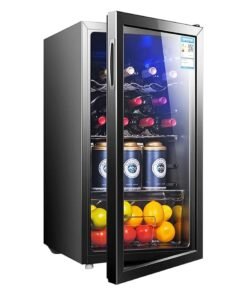 Cool Baby COOLBABY 95L Big Capacity  Cooler Refrigerator Skincare Fridge Red Cabinet Transparent Glass Door Cellar Small Fridge for Room