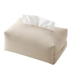 Modern Leather Tissue Box – Sleek Minimalist Home & Hotel Napkin Organizer with Smooth Fastener & Waterproof Design (Beige)