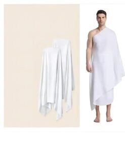 Ucanbe 2-Pack Islamic Men’s Bath Towels – Soft Ihram / Ahram Pilgrimage Towels, Highly Absorbent Ritual Towels for Hajj & Umrah, Comfortable Lightweight White Towels