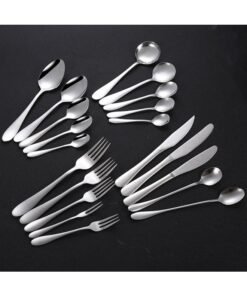 Thickened 1012 Stainless Steel Spoons Forks Knives Coffee Spoon Western Dining Utensils Home Hotel Supplies Dinnerware Set-Color:No.4 Round Spoon