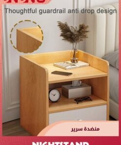 UNUNS Beside Table Nightstand,Sturdy Wood Nightstand With Storage Drawer And Shelf,Modern End Table Bedside Table For Bedroom,Dorm,Small Spaces - Image 3