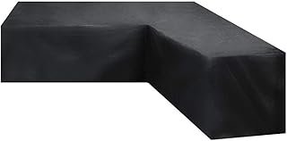 L-Shape Garden Furniture Cover, Outdoor Corner Sofa Cover, Oxford Fabric + PU Coating, Waterproof, Dustproof and UV Protection, Suitable for L-shaped Rattan, Wood, Fabric Sofa (Compatible 286 * 286)