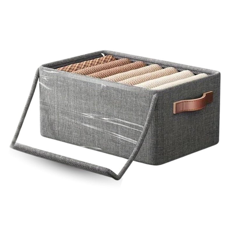 BLADESMITH One Storage Box and Clothes Organizer in a Pack Non-Weaved Storage Wardrobe Organizer Foldable Washable Box with Handles and a Lid Metal Frame Perfect with an Almirah Drawer -3-Pack