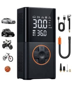 BS Air compressor tire inflator (4 nozzles) |car tire inflator| digital tire inflator | Portable cordless bicycle pump | with digital dual-value display | 150 PSI car tire pump with LED light | Suitable for cars, motorcycles, bicycles, balls, inflatable mattresses, pool floats, and vacuum bags.