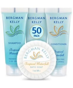 BERGMAN KELLY Round Hotel Soap Bars Shampoo & Conditioner 3Piece Set (1 Oz Each 150 Pc Total Tropical Waterfall) Delight Your Guests With Refreshing Bulk Travel Size Hotel