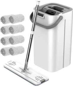 Arabest Flat Mop and Buckets Sets Floor Mop with 8PCS Reusable Microfiber Mop Pads Wet and Dry Use
