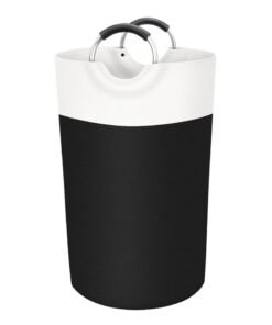 Laundry Basket, Laundry Hamper, Collapsible Laundry Baskets, Dirty Clothes Hamper, Waterproof with Foam Protected Aluminum Handles for College Dorm, Family 90L Black