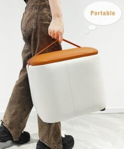 Merry Moments Modern Footstool Cube Foot Rest Stool Cloth Change Shoes Stool Door Sofa Decorative Footstool Home Decor for Entryway Living Room Bedside Table Study Room Brown with White Colour H28xL32xW32 cm