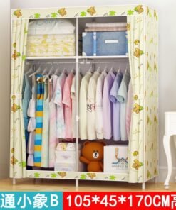 Simple Wardrobe Fabric Steel Frame Single Double Cloth Wardrobe Storage Simple Modern Economical Bedroom Assembled Wardrobe