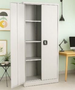 KUSTOMDECO Steel Metal Filing Cabinet with Key Lock & Adjustable Shelves | Secure Office Storage Cupboard for Files, Documents & Supplies | White