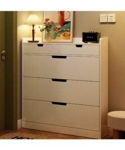Hihonor 50cm Single Tier Entryway Shoe Cabinet with Three Flaps White Shoe Cabinet, Entryway Slim Hidden Shoe Cabinet, Freestanding Shoe Rack Cabinet for Bedroom, Living Room, Entryway, Warm White
