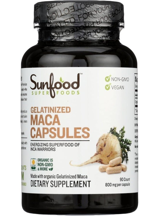 Sunfood Superfoods Gelatinized Maca Capsules, 800 Mg