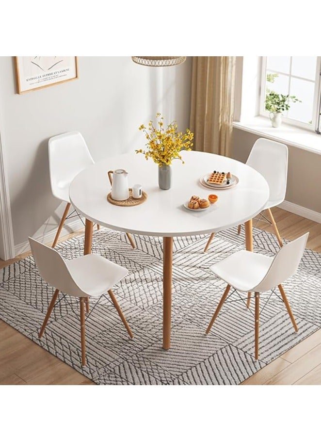 Modern Dining Table Coffee Table Kitchen Table with Solid Wooden Legs Round Table for Living Room Kitchen Dining Room Lounging Cafeterias (Round, 80 * 80 * 73CM)