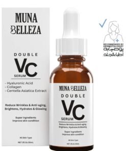 Muna Belleza Double Vitamin C Face Serum – Anti-Aging, Brightening & Hydrating for Wrinkles & Fine Lines, with Hyaluronic Acid & Collagen, Glowing Skin, Suitable for All Skin Types, Men & Women