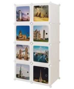 Rioware 6 Shelves Multi-Purpose Organizer | Kids Plastic Modular Storage Rack for Clothes, Kitchen, Living Room | Space-Saving Collapsible Wardrobe for Clothes, 6-Shelf-8-Door