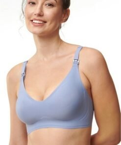 Lupantte Ultra Comfort Breastfeeding Seamless Maternity Nursing Bra, Blue - Image 3
