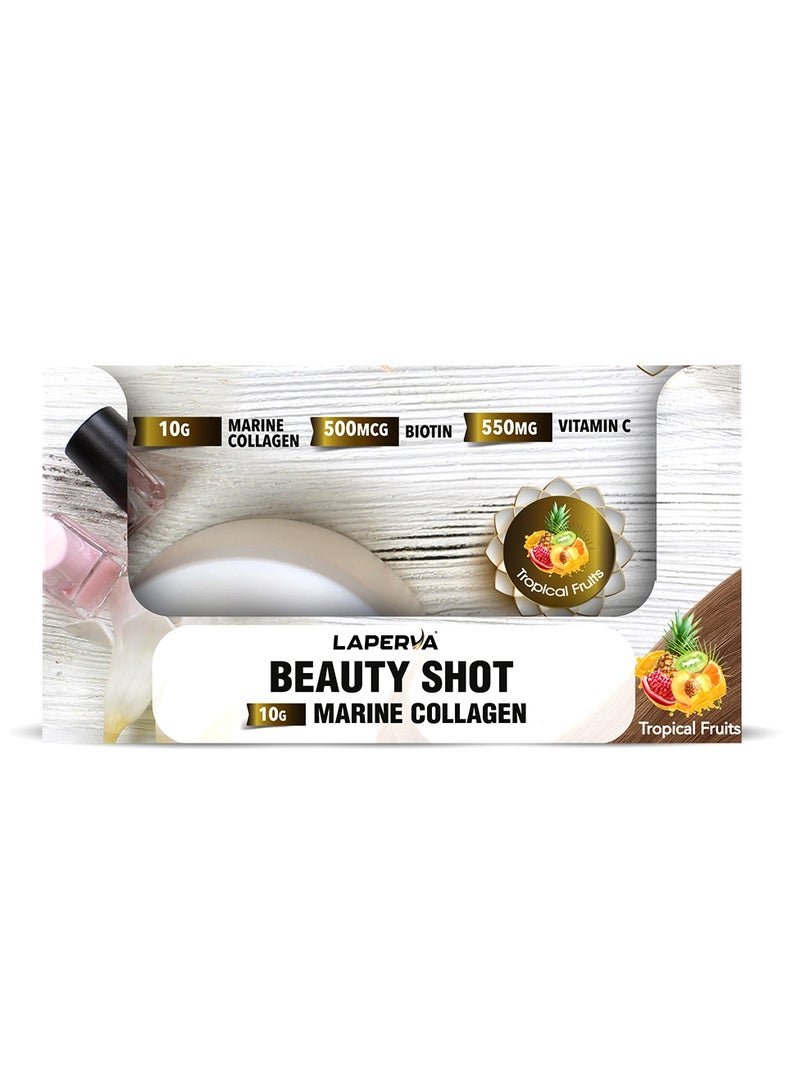 Laperva Beauty Shot Marine Collagen with Vitamins & Minerals, Box of 12 Shots, Tropical Fruits Flavor