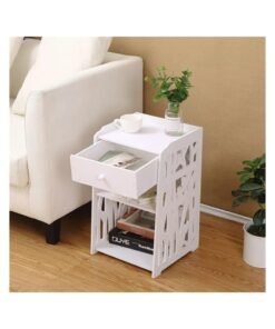 TPGP Small Side Table White Bookshelf Bedside Nightstand Table End Table Shelf for Small Spaces 3 Tier Kids Open Shelf Book - Image 3