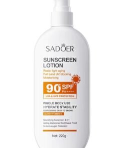 SADOER 220g Sunscreen Lotion Powerful Sun Protection Hydrating Body Sunscreen Lotion SPF 90 Anti Aging Face Sunblock Cream Waterproof and Moisturizing Sunscreen Refreshing Protection Glycerin Face and Body Sunscreen