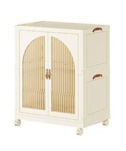 Foldable Wardrobe Kids Clothes Cabinet Portable Closet Dustproof Storage Cabinet with Wheels Plastic Closet Organizers，Bookshelf Storage Cabinet for Bedroom Livingroom Kitchen(Style 2)