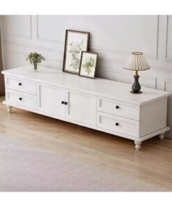 Alternative view of CityRiya-Long TV Table, TV Stand, White TV Cabinet, 140cm Television Cabinet with Storage and Drawers, Living Room Furniture TV Table, Television Stand Modern Media Storage Stand Shelves