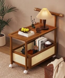 NKX Side Table Living Room Movable Brown 71*40*70cm
