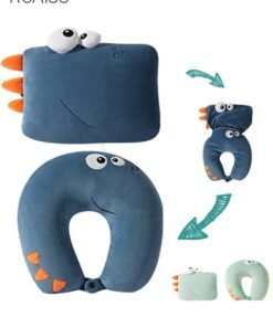 roaiss Unisex Travel Pillow, 2-in-1 Travel Pillow, Neck, Soft and Adorable Bear Animals Plushie That Converts into a U-Shaped Neck Pillow for Ultimate Comfort During Airplane, Car, Train, Bus Trip