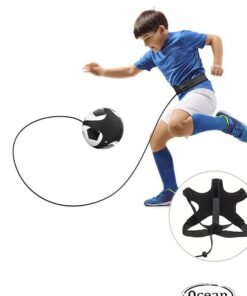 JS Football Kick Trainer with Adjustable Training Belt, Hands-Free Solo Soccer Trainer Equipment for Kids Adults, Football Kick Throw Solo Practice Training Aid Control, Black (Not Including Football)