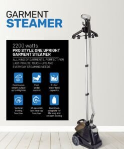 GEEPAS Garment Steamer Foldable Hanger with Trouser Clip, 1 Power Level/ 3 l Water Detachable Tank Capacity, Suitable for all Kinds of Fabric and Safe for Delicate Fabrics 3 L 2200 W GGS9254N Black