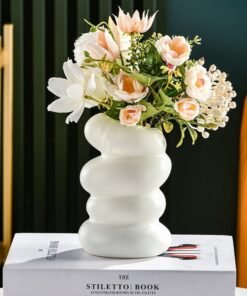 DUNISO Modern Irregularity Hollow Plastic Flower Vase White for Table Centerpiece Wedding Dining Living Room Office House Decoration