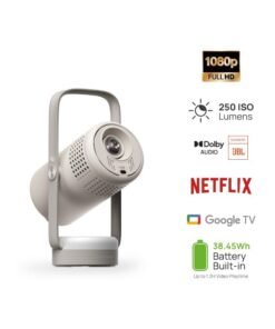 XGIMI Vibe One Mini 1080P Smart Portable Projector | Google TV with Licensed Netflix, Sound by JBL, Built-in Battery, Auto Focus Auto Keystone, HD Projector for Home & Outdoor - Cloud Ash