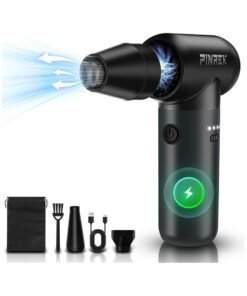 Compressed Air Duster with Brushless Motor-3 Gear Adjustable 130000RPM Electric Air Duster Cordless with LED Light Rechargeable Air Blower for Keyboard Electric Devices Cleaning