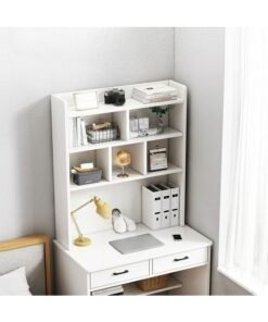 Alternative view of keke Modern Multifunctional Computer Table Home Office Writing Workstation with Storage Shelves 80 CM