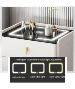 Organized Home Smart Bedside Table Multifunctional Wireless Charging USB Port and Bluetooth Speaker for Home Living Room Bedroom Hotel Office