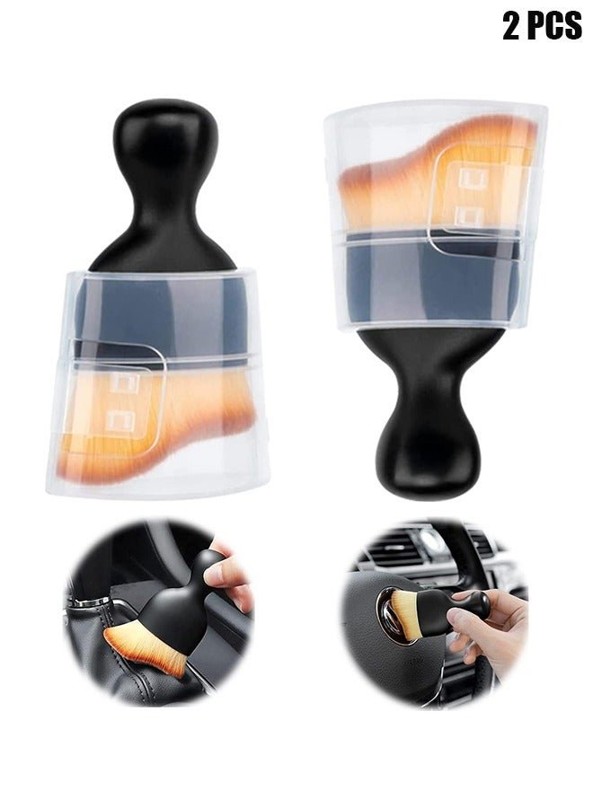 HY Car Brush, Car Interior Cleaning Tool, Car Cleaning Brush Dust Collectors, Curved Design Dirt Dust Clean Brushes, Engine Compartment and Dashboard(2 PCS)