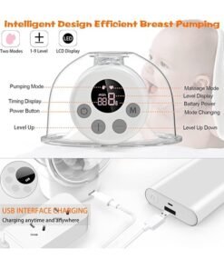 BLOOMING TIME Portable Hands-Free Electric Breast Pump With LCD Display, White