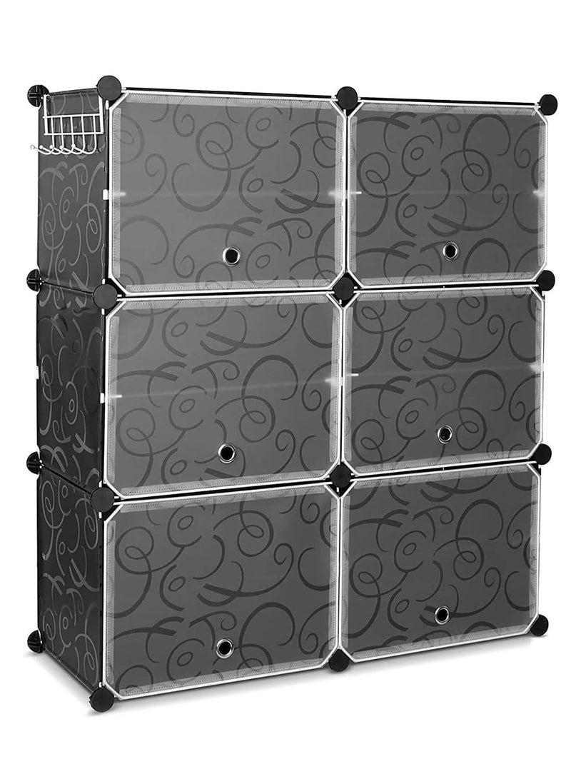 6 Cubes Black Flower Diy Storage Cabinet