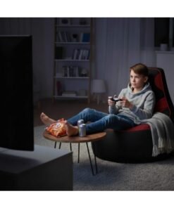 Premium Filled Gaming Bean Bag Chair – High-Back Quilted Seat, Side Pockets, Headphone Hanger & Water-Repellent Fabric – Ergonomic Support for Gaming, Lounge & Movie Nights
